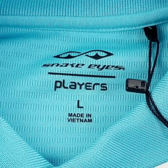 Snake Eyes Large Players Embroidered Sleeve Logo Blue Men's Short Sleeve Polo - Picture 3 of 12